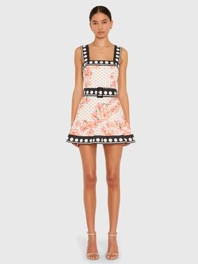 Amanda Uprichard Lena Skort Romper in Hibiscus Dot - Only worn once!